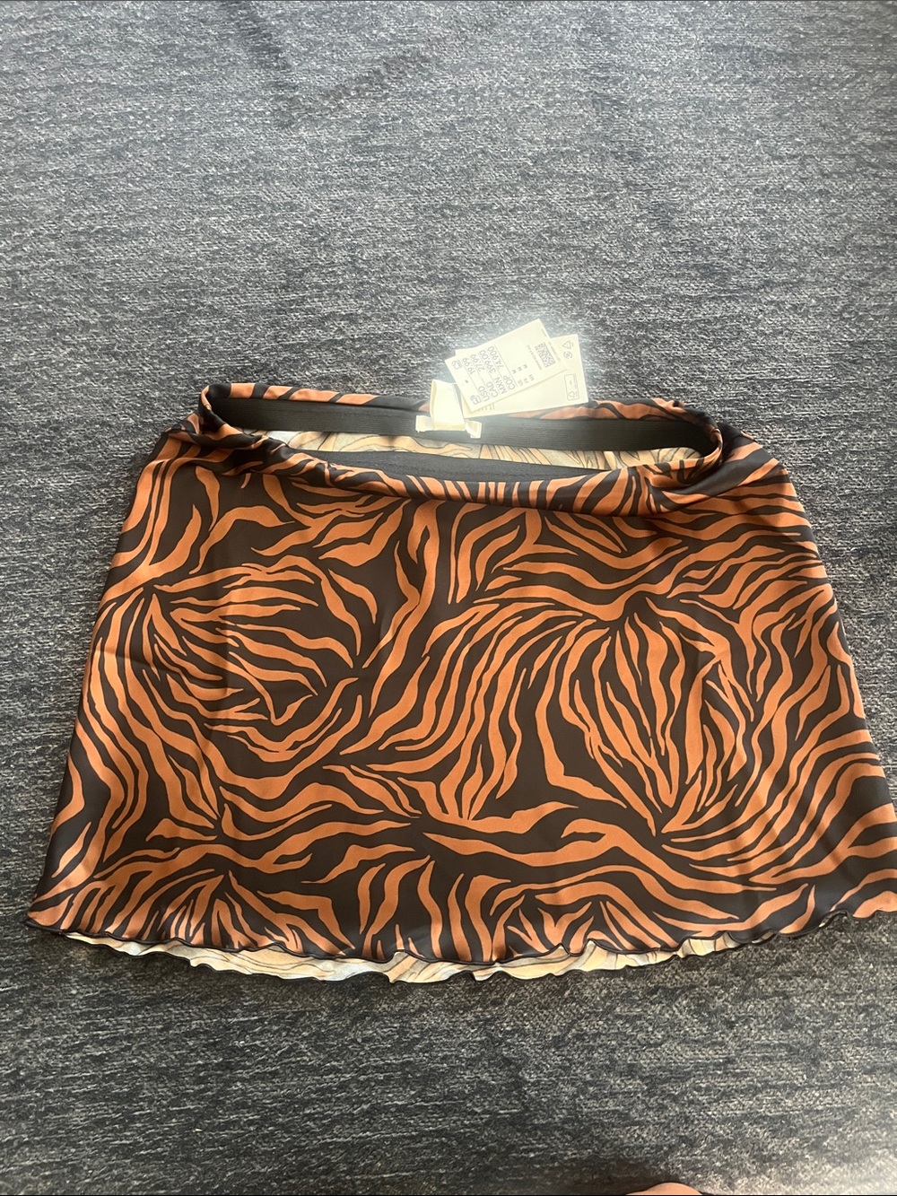 H&M Tiger-Print A-Line Mini Skirt - Brown & Black